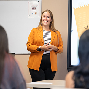 Kayla Merchant teaches an Early Childhood class.