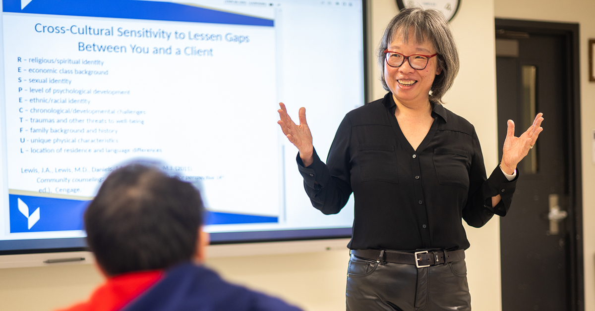 Christina Lesyk teaches a class.